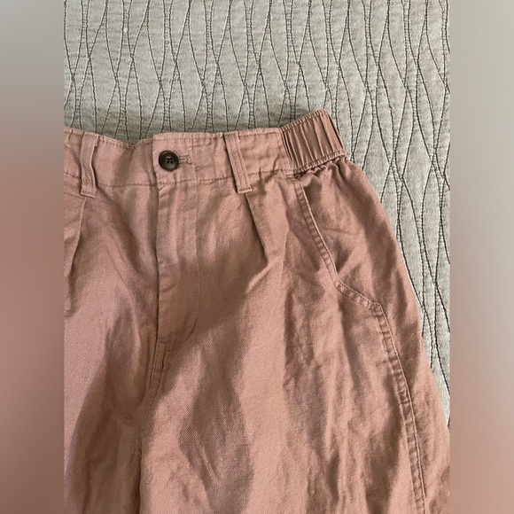 Madewell Cotton Linen Pleated Wide Leg Mauve Pants Size S (2) - Picture 7 of 12